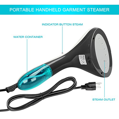 SHINE HAI Garment Steamer, Portable Handheld Fabric Steamer Fast Heat-up 1500W Powerful Garment Clothes Steamer with High Capacity for Home and Travel
