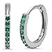 Blue Apple Co. Simulated Green Emerald CZ Eternity Huggie Hoop Earrings Simulated Cubic Zirconia 925 Sterling Silver