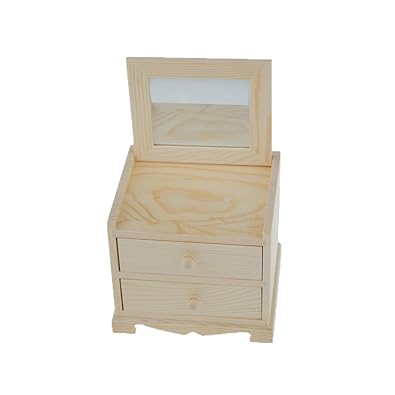 Buy Phenovo Natural Unfinished Wooden Jewelry Box Small 2 Drawers