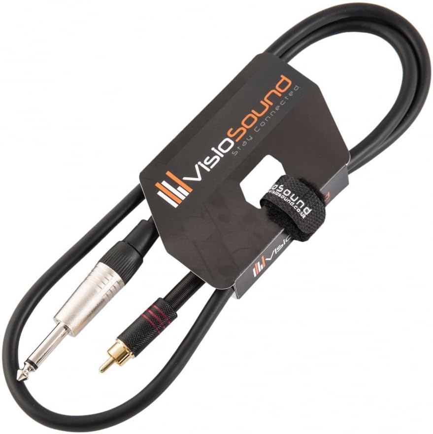 VisioSound 6.35mm 1/4" Mono Jack Plug to Single RCA Phono Audio Lead/Signal/Patch Cable 1m