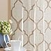 jinchan Linen Curtains for Living Room, Moroccan Tile Printed Curtains 84 Inch Length for Bedroom, Lattice Light Filtering Drapes, Grommet Top Window Treatments, Taupe on Beige, 2 Panels Set