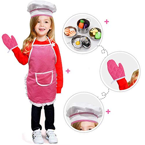 B Baosity 4Pcs / Lot Kinderkoch Dress Up Kleidung Kochen Backwerkzeuge Vortäuschen Spielküche Schürze Küchenchef Küche… – Bild 4