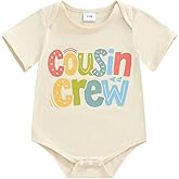 Scloutarry Cousin Crew Clothes Baby Girl Boy Summer Tshirt Romper Short Sleeve Crew Neck Colorful Letter Print Onesie