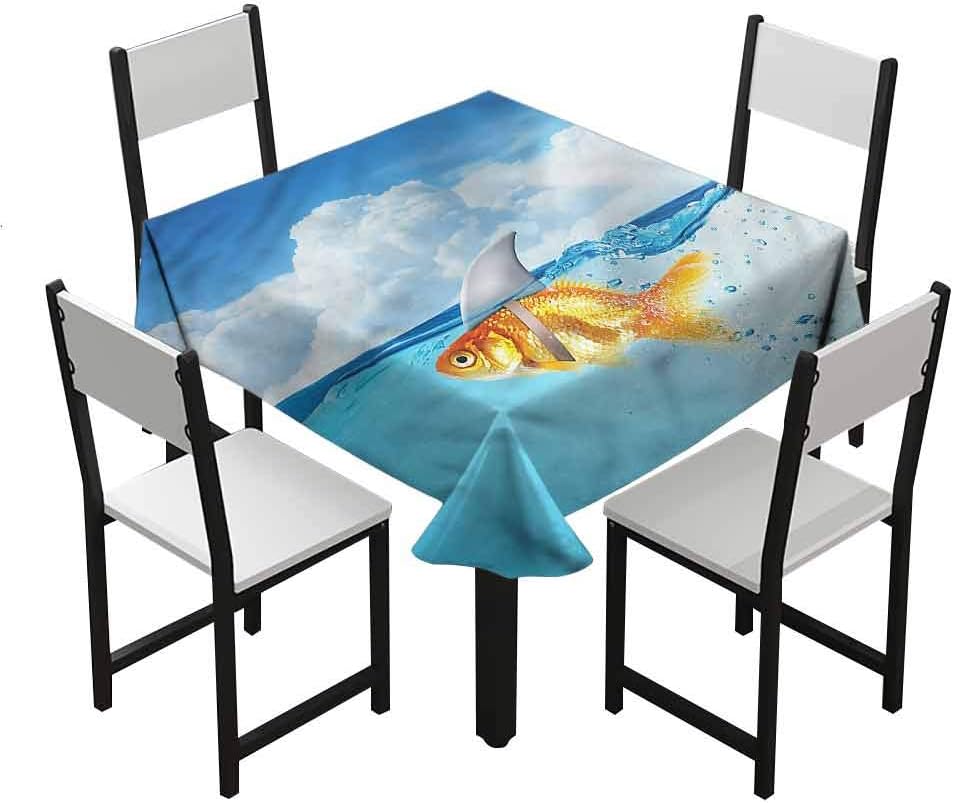 Zara Henry Shark Living Room Tablecloth Goldfish with Shark Fin W50 xL50 Seasonal Restaurant Decoration, Square Tablecloth