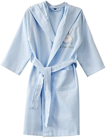 100% Cotton Long Hooded Robes Bathrobe for Kids Children