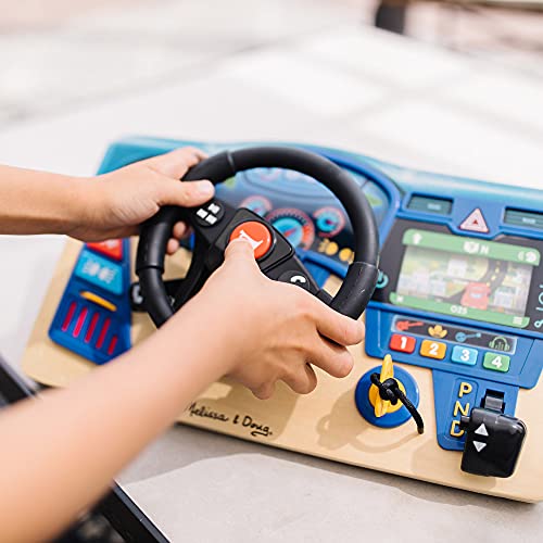 Melissa & Doug Vroom & Zoom Interactive Wooden Dashboard Steering Wheel