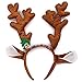 JOYIN Reindeer Antler Headband set with LED red nose and Gold glasses, ONE SIZE FIT ALL