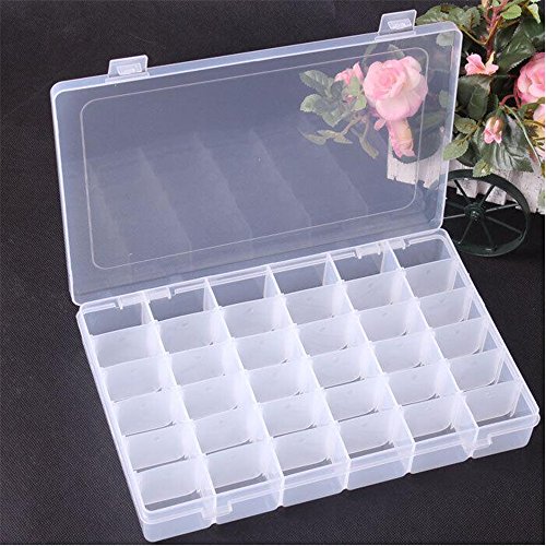 Gospire 36 Grids Clear Plastic Jewelry Box Organizer Storage Container