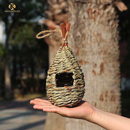 Kimdio Hummingbird Birdhouse for Outside Hanging, Grass Hand Woven Bird Nest, Natural Bird Hut for Outdoor - Drop - Thumbnail 5