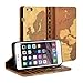 GMYLE iPhone 6 Plus Case, Book Case Vintage for iPhone 6 Plus (5.5 Display) - World Map Pattern PU Leather Stand Case Cover