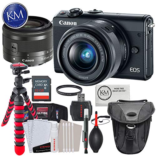 Canon EOS M100 Mirrorless Digital Camera with 1545mm Lens (Black) + Essential Photo Bundle