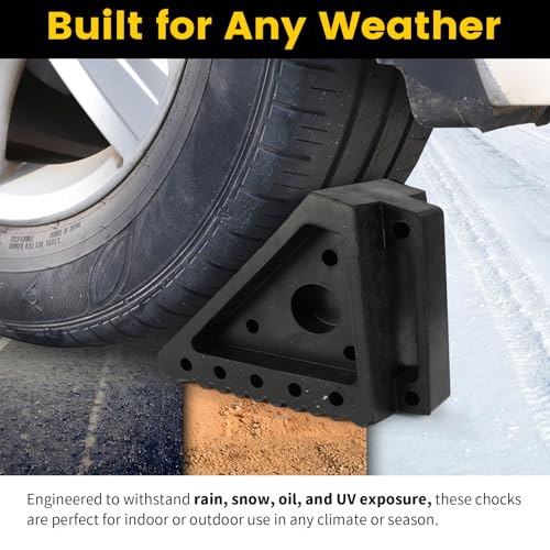 MAXXHAUL 70472 SOLID RUBBER HEAVY DUTY BLACK WHEEL CHOCK 2-PACK, 8″ X 4″ X 6″