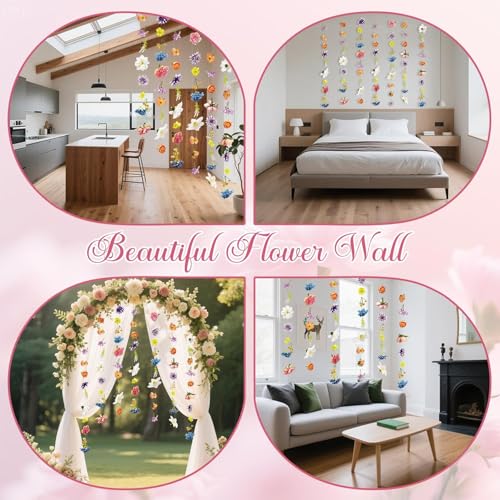 20 Pcs Artificial Flower Garlands, Hanging Wildflower Backdrop Decoration, Faux Silk Flower Vines for Wedding Arch, Garden Wall, and Party Floral Decor