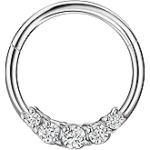FANSING 316L Surgical Steel Beaded Zircon Piercing Rings for Septum Daith
