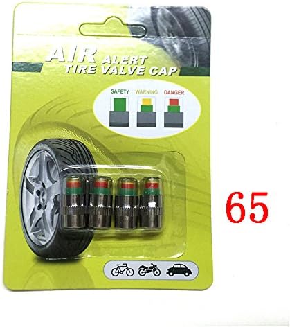 Automotive Air Warning Alert Tire Valve Stem Pressure Sensor Monitor Light Cap Indicator For Car (1 set = 4 caps) (65psi)