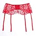 LIXFDT Women's Lace Garter Belt Adjustable Suspender Belt for Stockings (Red)