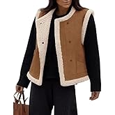 VAOYIU Women's Fleece Vest Casual Sleeveless Double Breasted Thicken Outwear Winter Sleeveless Sherpa Jackets