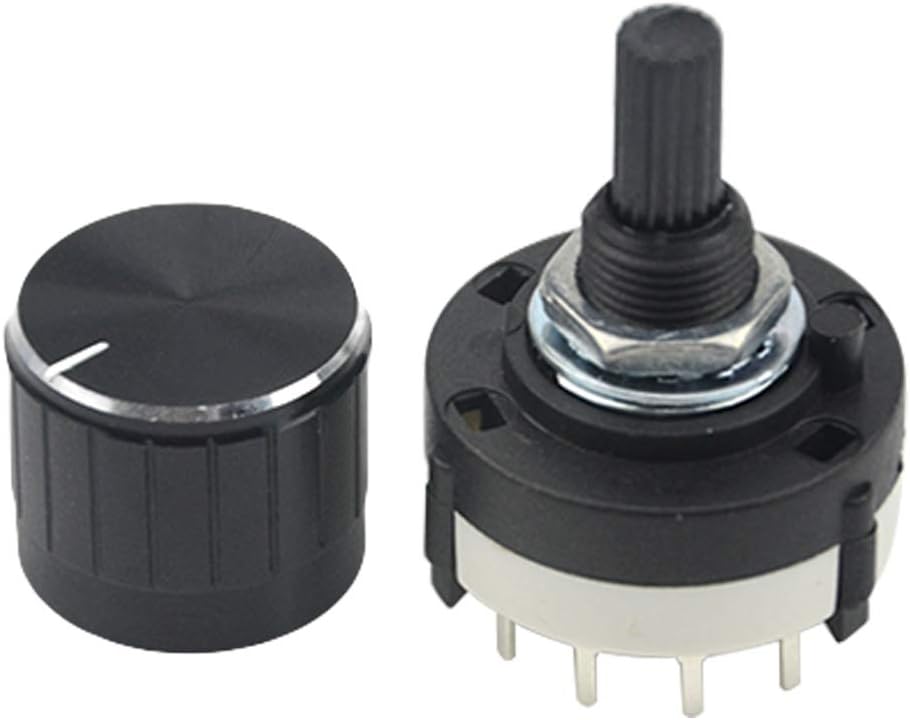WMYCONGCONG 3 PCS RS26 4P3T 4 Pole 3 Position Selectable Band Selector Rotary Switch with Knob, Black - Image 5
