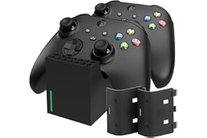 snakebyte Xbox Twin Charge SX - Black - Xbox Series X Charging Station for Series X Controller, Charger for 2 Wireless Controllers, 2 Batteries Rechargeable 800mAh, LED Charge Status, Series X Design