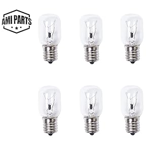 AMI PARTS 8206232A Bulb 40w 125v Microwave Oven Light Replacement Part for Whirlpool Kenmore Maytag Microwave (6pc)