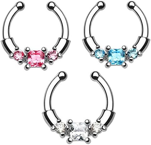 Faux septum nose ring set zircon False nose ring non-puncture clip body piercing jewelery PCCP (Three drill)