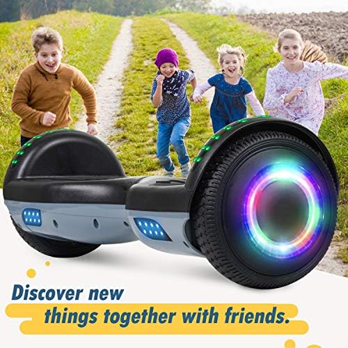 SISGAD Hoverboard, Gyropode électrique 6,5 Pouces Hoverboard Hover Scooter Board avec Musique Bluetooth, lumières LED et Moteur Puissant pour Enfants et Adolescents