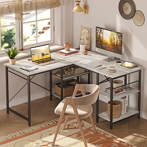 Bestier L Shaped Desk with Shelves 86 Inch Reversible Corner Computer