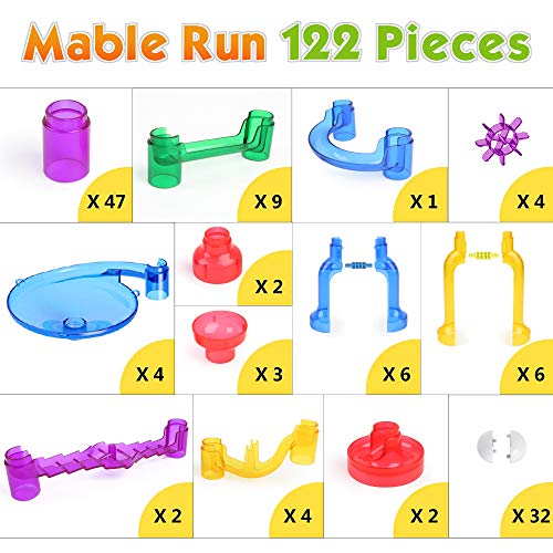image for Beebeerun 122 Pcs Marble Run Set Toys for 3 4 5 6 7 8 Year Old Boys Gi