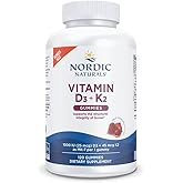 Nordic Naturals Vitamin D3 + K2 Gummies, Pomegranate - 120 Gummies - 1000 IU Vitamin D3 + 45 mcg K2- Great Taste - Bone Health, Promotes Healthy Muscle Function - Non-GMO - 120 Servings