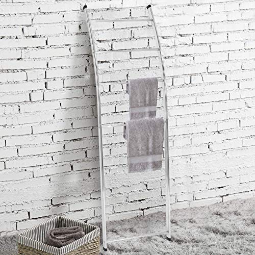 MyGift Silver ChromePlated Metal Wall Leaning Decorative Bath Towel