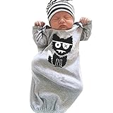Chinatera Baby Infant Long Sleeve Gown Toddler Sleeper Gowns (For 0-3M, Modal Grey)(WITH Hat)