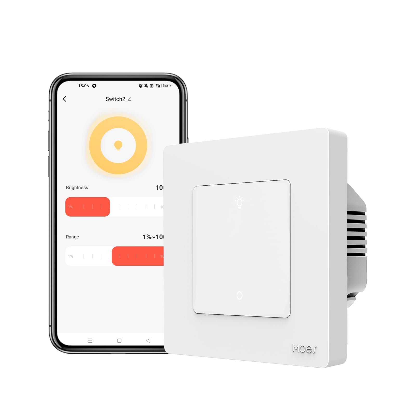 MOES Smart Dimmer Switch for LED, ZigBee Light Switch Work with Alexa, Google Assistant,Tuya ZigBee Hub Required,1 Gang
