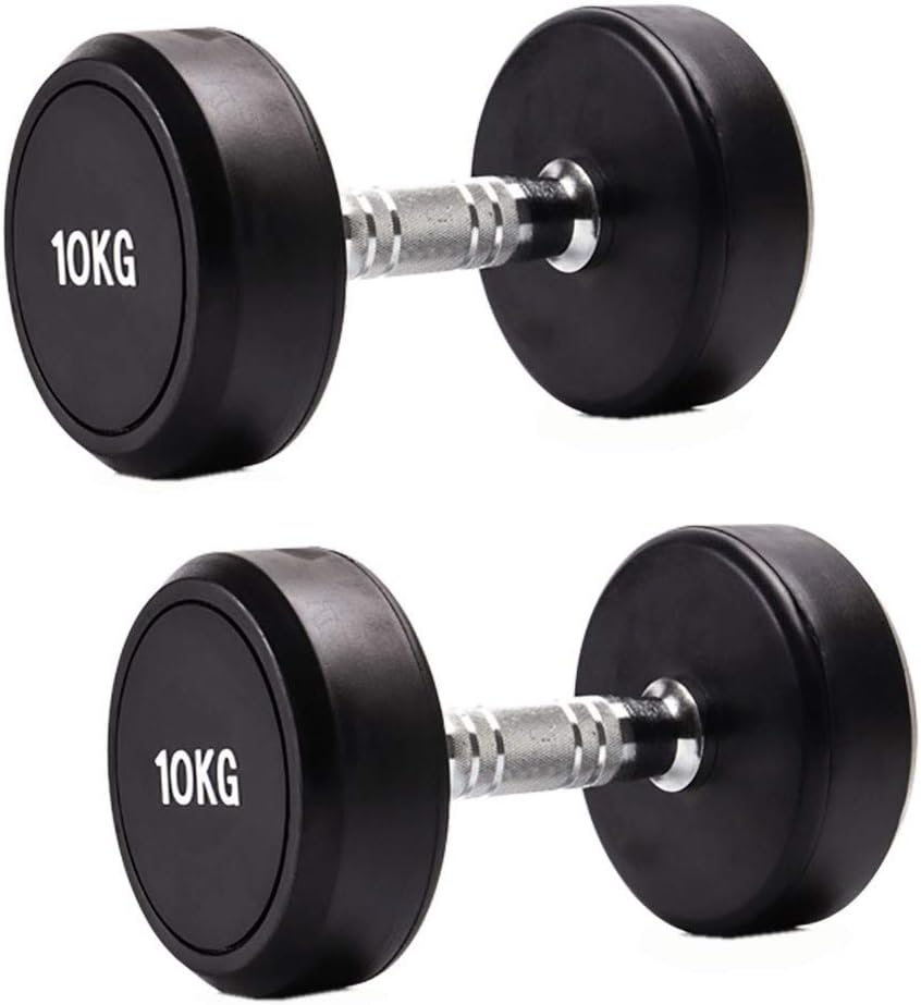 Household Fitness Dumbbells Men's Round Head Fixed Rubber Dumbbell 2 Pack