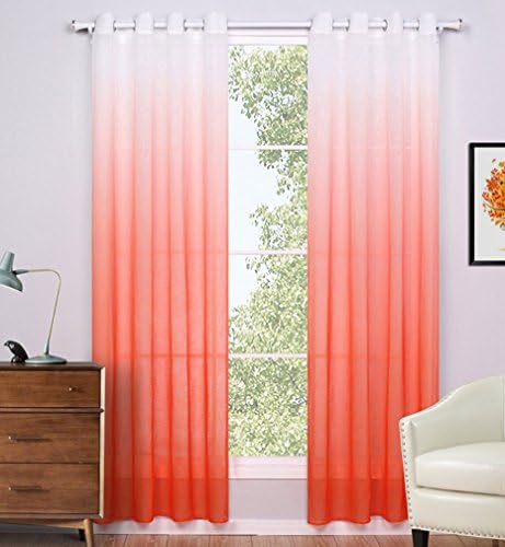 AMSS Gradient Seriea 2 Panels Semi- Blackout Curtains for Living Room Bedroom, 140cm Width 220cm Drop (Orange)