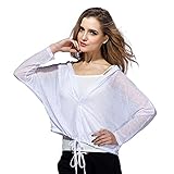 Bhome Simplicity Women Sun Wrap UV Sun Protection Thin Transparent Jacket Conditioned Shirt White