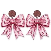 Wooden Pink Ribbon Earrings Lightweight Breast Cancer Survivor Support Gifts Breast Cancer Awareness