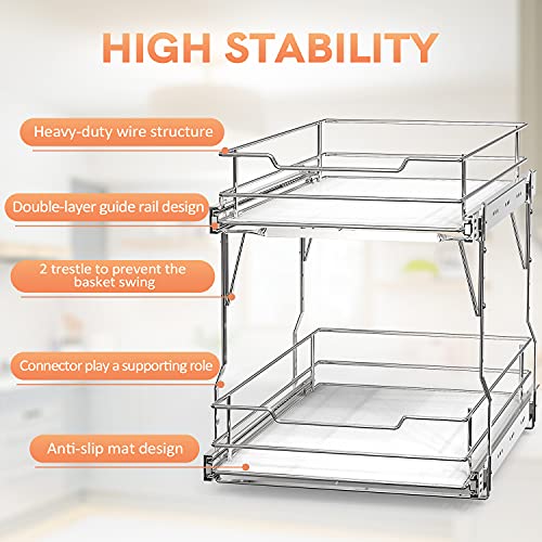 GTING Pull Out Organizer, 2 Tier Under Sink Organizers and
