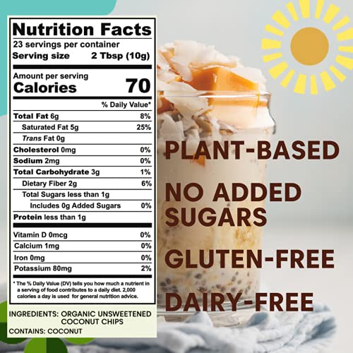 Large Coconut Flakes (Coconut Chips) Organic Keto Unsweetened 8 Ounce