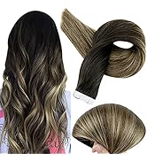 Fshine Tape in Hair Extensions Human Hair 18 Inch Ombre Tape in Extensions Balayage Color 1B Off ...