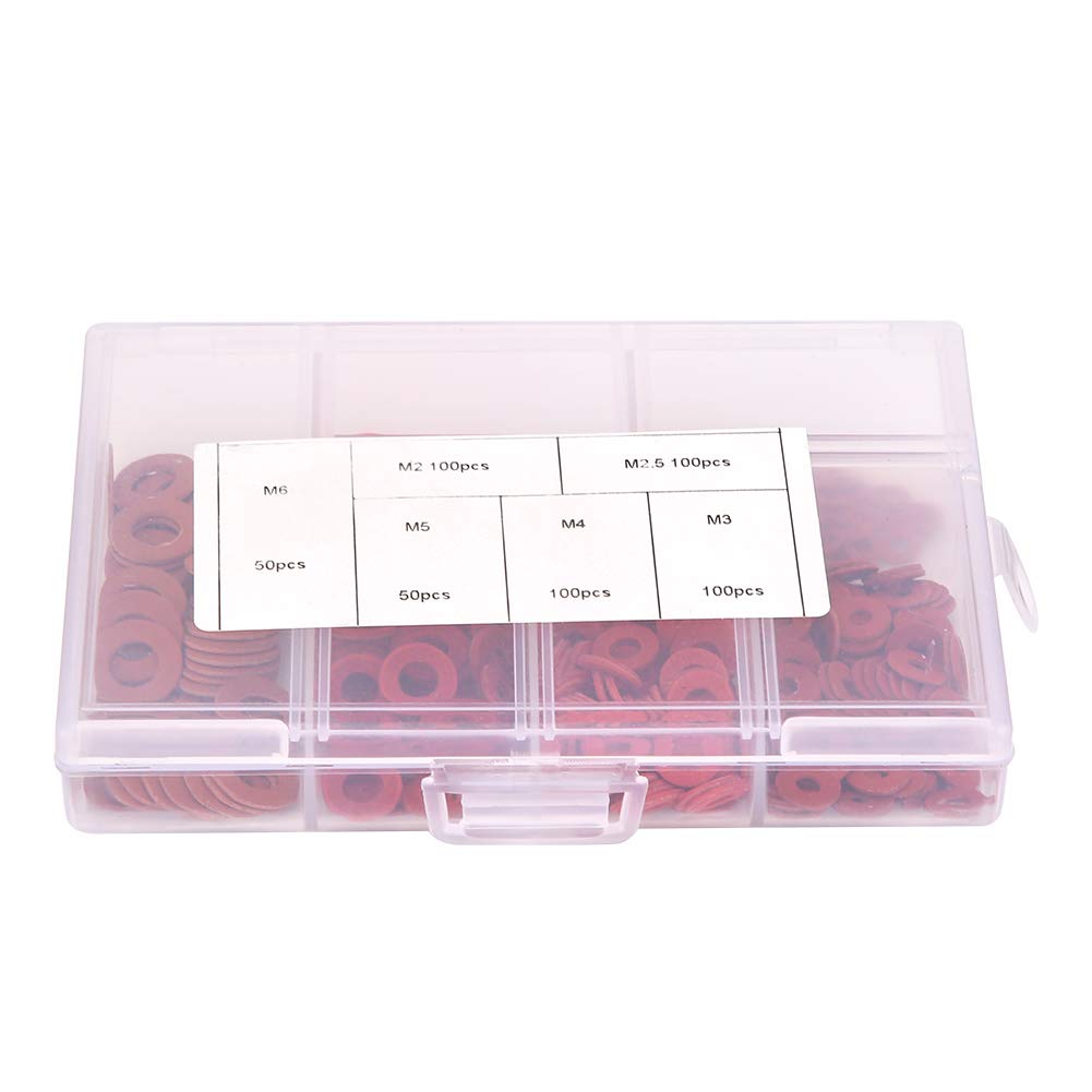 500pcs Steel Insulating Washers Kit for M2 M2.5 M3 M4 M5 M6 Bolts Non-Conductive Spacers for Electrical Insulation and Vibration Damping