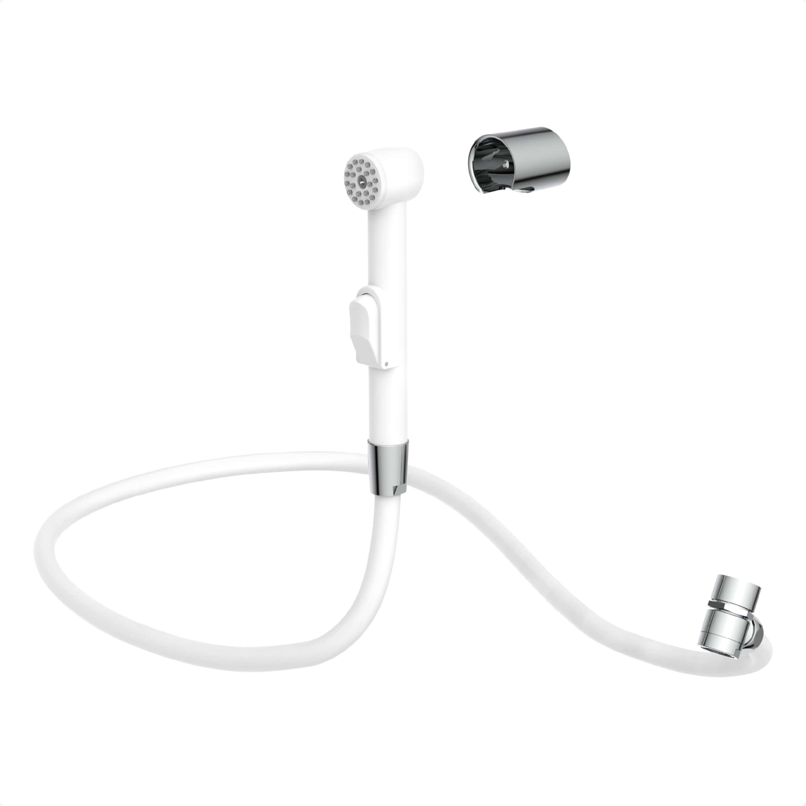 EISL DX25W-A Bathroom Shower Head Bidet Hand Shower for Kitchen, Bathroom, Laundry Room or Workshop, Sink Shower, Ideal for Retrofitting, Set with Hose (1250mm) and Adapter, Toilet Shower Head - White