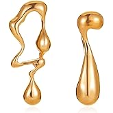 Irregular Waterdrop Earrings for Women Silver Dangle Earrings Mismatched Drip Earrings Melting Liquid Earrings Gold Statement Jewelry Gifts for women