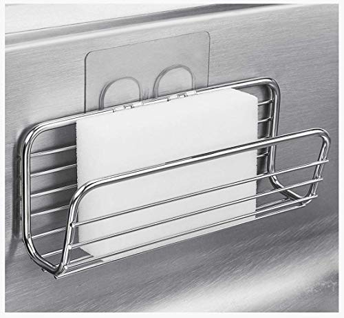 Adhesive Sponge Holder Sink Caddy for Kitchen Accessories, SUS304 Stainless Steel Rust Proof Water Proof, Quick Drying
