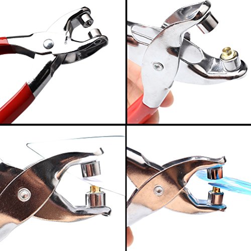 Color Scissor 1/4" Grommet Eyelet Setting Plier With 100 PCS Silver And 100 PCS Gold Eyelets Grommets, Eyelets Punch Holes Hand Pliers Tool For Making Holes in Leather/Clothes/Shoes/Fabric/Belts etc.