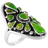 Green Turquoise & Sterling Silver Ring Size 5 to 12 Southwest Style