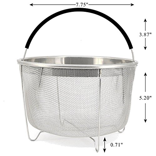 Steamer Basket for 6 or 8 qt Instant Pot Pressure Cooker, 304 Stainless Steel Steamer Insert Basket with Silicone Handle, Great Instant Pot Accessories for Steaming Vegetables Eggs Meats - Thumbnail 7