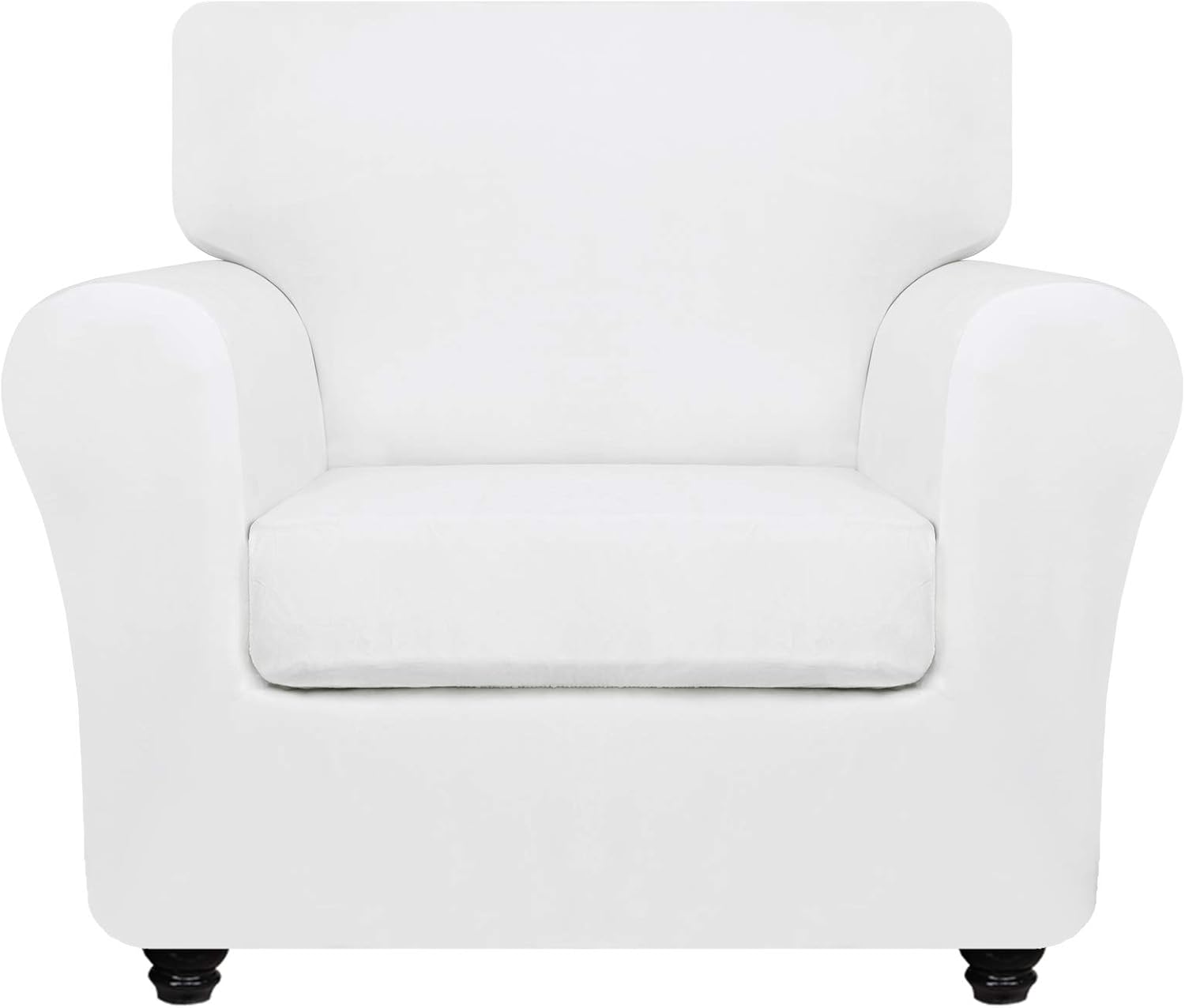 ZNSAYOTX Luxury Velvet Chair Slipcovers with Arms 2 Piece Stretch Chair Covers for Living Room Thick Soft Armchair Slipcover Anti Slip Dog Pet Friendly Furnitre Protector (White, Chair): Kitchen & Dining