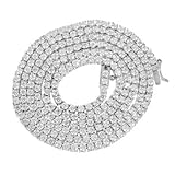 Master Of Bling 14k White Gold Finish Lab Diamond Iced Out Tennis Link Chain Solitaire Necklace