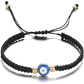 APOTRONI Evil Eye Black String Bracelet for Men Women Men Handmade Rope Lucky Protection Bracelet