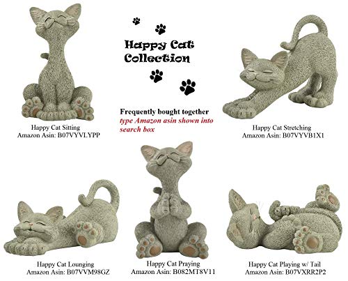 Whimsical Grey Cat Praying Figurine Cute Collectible - Happy Cat Collection - Cat Lover Gifts for Women, Cat Lover Gifts for Men, Cute Cat Gifts, Cat Office Desk Accessories, Cat Desk Decoration